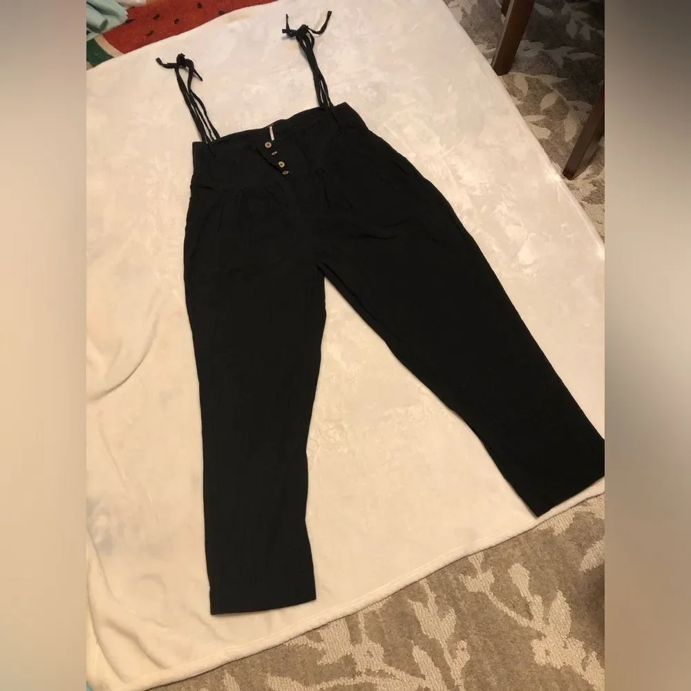 Free people highwaisted button front side drawstrings cotton pants, size small P